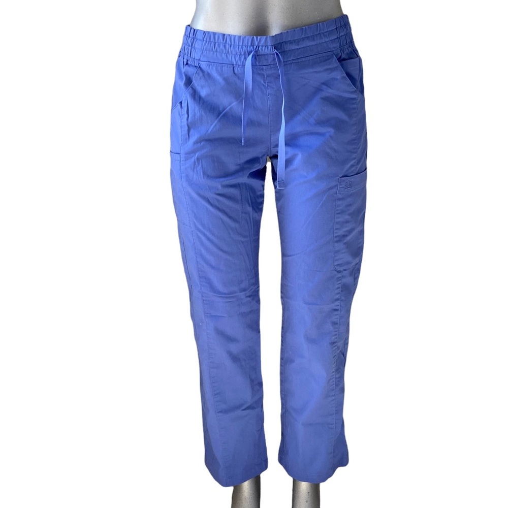 Maevn Scrubs Pants Baby Blue Cargo Pockets Medical Field Straight Leg Nurse